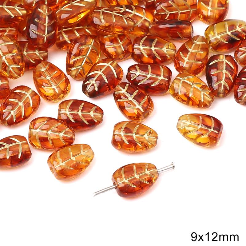 Vintage Amber Gold-Painted Oval Acrylic Beads for DIY Jewelry Making