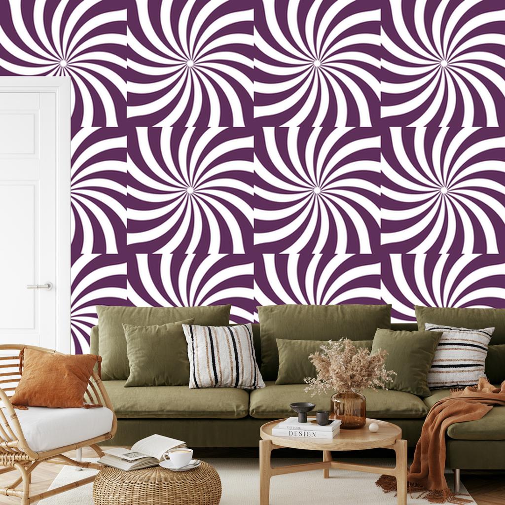 Hippie wallpaper background white and plum for living room and bedroom 50x1000