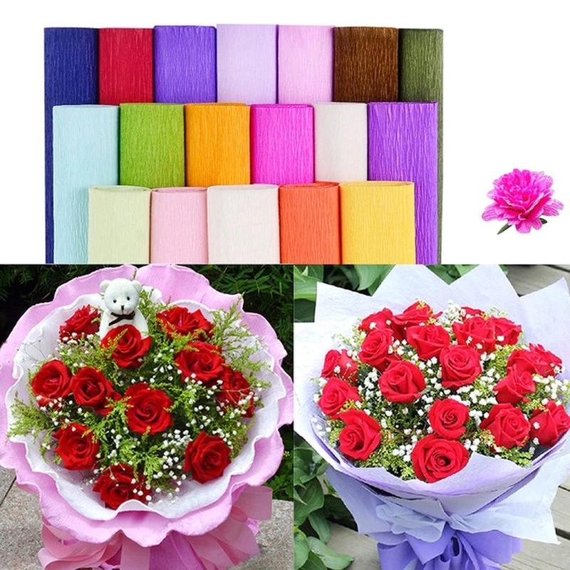 Colorful Handmade Crepe Paper DIY Material Rose Telescopic Curling Paper for Home Student Party Decoration