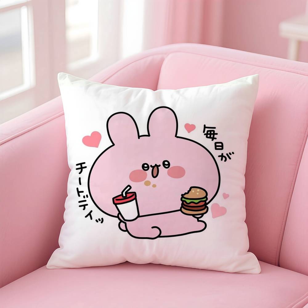 A-Asamimichan Cute Bunny Pillow Case Comfort Sofa Bed Silky Elegant Invisible Zipper Custom Decorative Cushion Cover