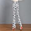 Green Floral Micro-Flare Pants - Autumn/Winter 2024 Body-Shaping Elastic Women's Long Pants