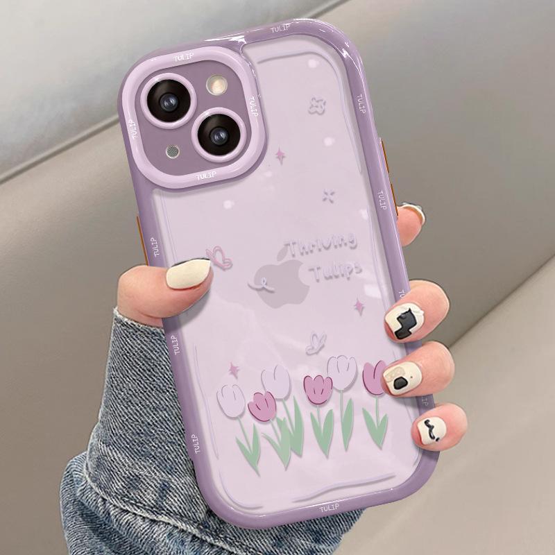 

Масляная живопись Тюльпаны Подходит для чехла для мобильного телефона Apple 16PRO Iphone15 Тонкое отверстие Противоударный 14 Высококлассный 13/12 Женский iPhone 14 Pro