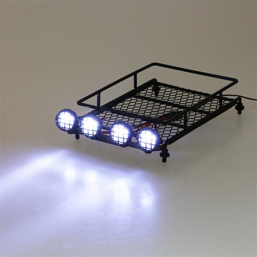 Roof Rack Luggage Carrier with LED Light Bar for 1/10 Traxxas Defender TAMIYA CC01 Axial SCX10 RC Car Prts Accessories