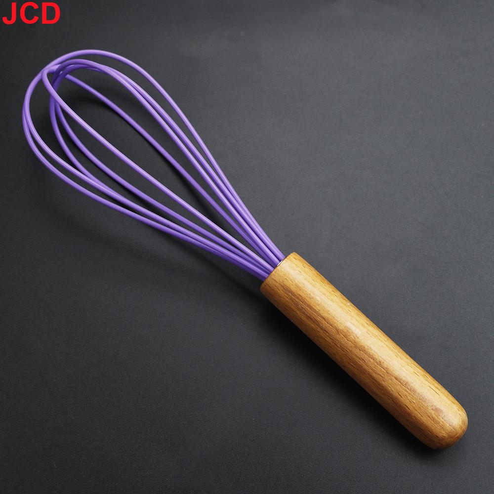 JCD Silicone Egg Beater Whisk Wooden Handle Kitchen Hand Egg Beater Gadgets Kitchen Tools Baking Accessories