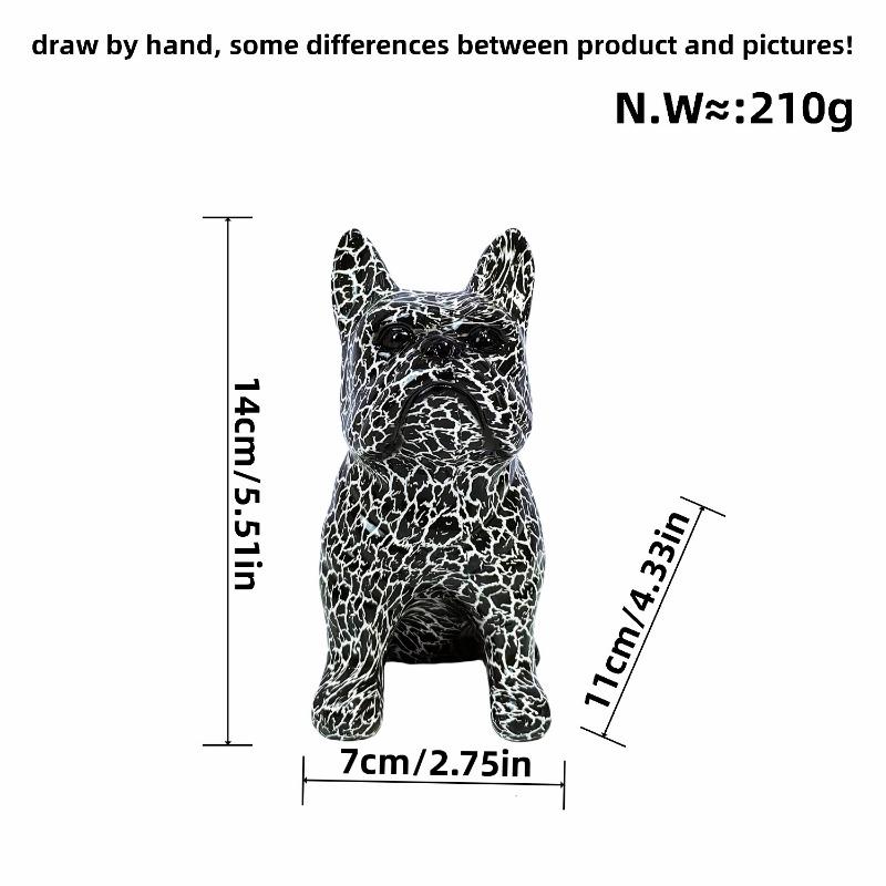 Cute French Bulldog Home Decoration, Handcrafted Resin Sculpture for Desk and Shelf Display