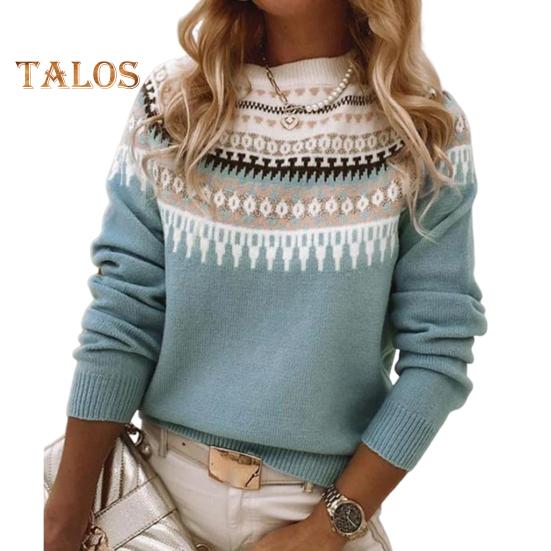 

Женский свитер с круглым вырезом и длинным рукавом, вязаный крючком пуловер, свитер с геометрическим узором, цветной трикотажный топ XXXL светло-синий