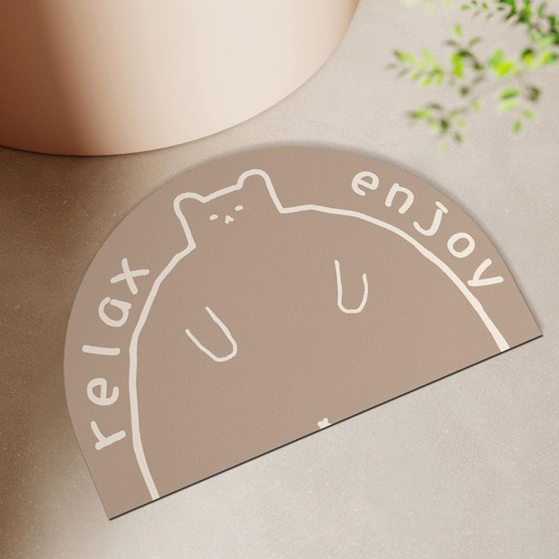 

Мультяшный Кот Дом Ванная Комната Противоскользящий Коврик Полукруглый Износостойкий Водопоглощающий Напольный Коврик Дверь Ванной Диатомовая Грязь Напольный Коврик 50 * 80cm