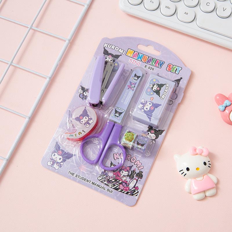 Adorable Student Stationery Set: High-Quality Scissors, Stapler, Tape & Stickers - Perfect Gift for Children's Learning