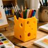 Modern Desk Decoration Creative 3D Printed Cheese Pen Holder, Cute Desktop Organizer, Multipurpose Storage Container Multifunctional Ornament for Home
