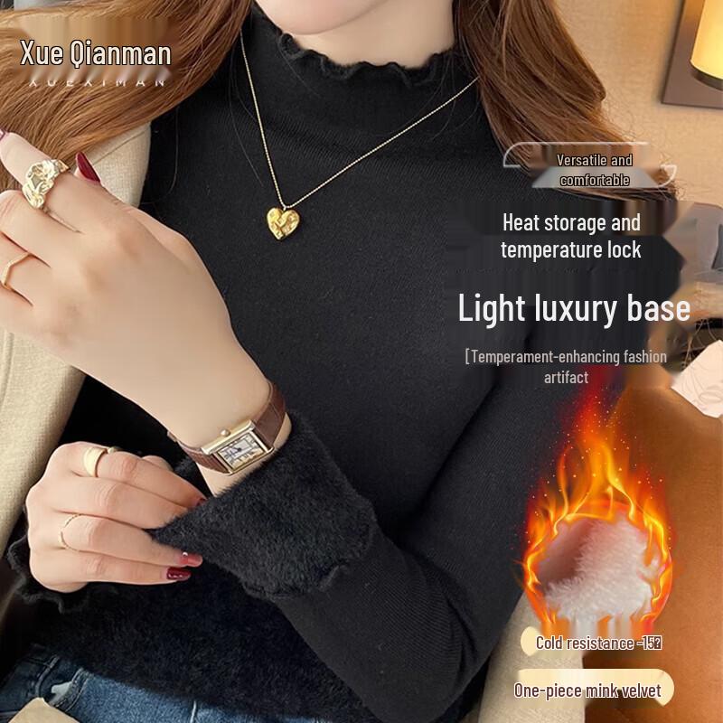 

Women s Fleece-Lined Mock Neck Knit Top One Size