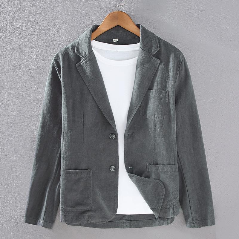 Men Cotton Linen Blazer Coat Beach Wedding Party Suit Spring Summer Fashion Male Formal Business Slim Suit Jacket