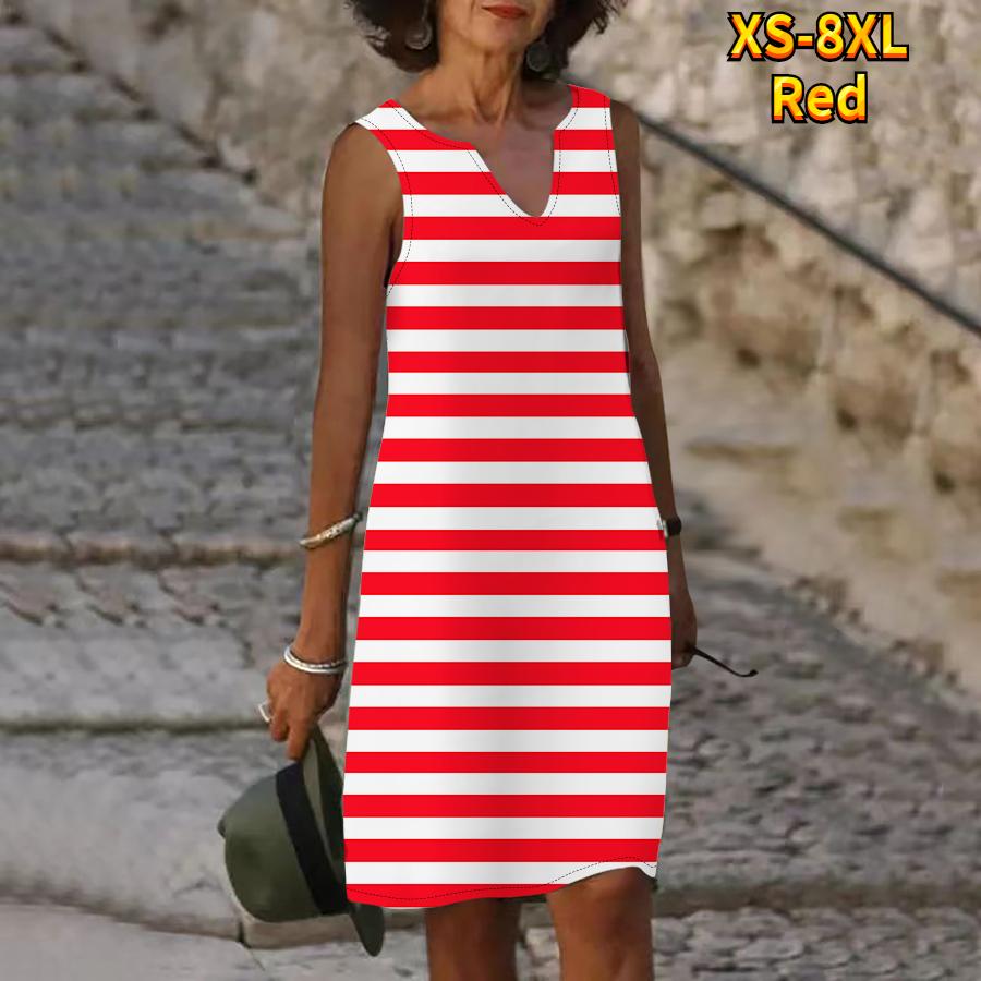 Rochie cu imprimeu cu dungi de zebră de vară pentru femei, cu decolteu în V, ocazional, fără mâneci, la modă, lejer, sexy, rochii mari mari XS-8XL