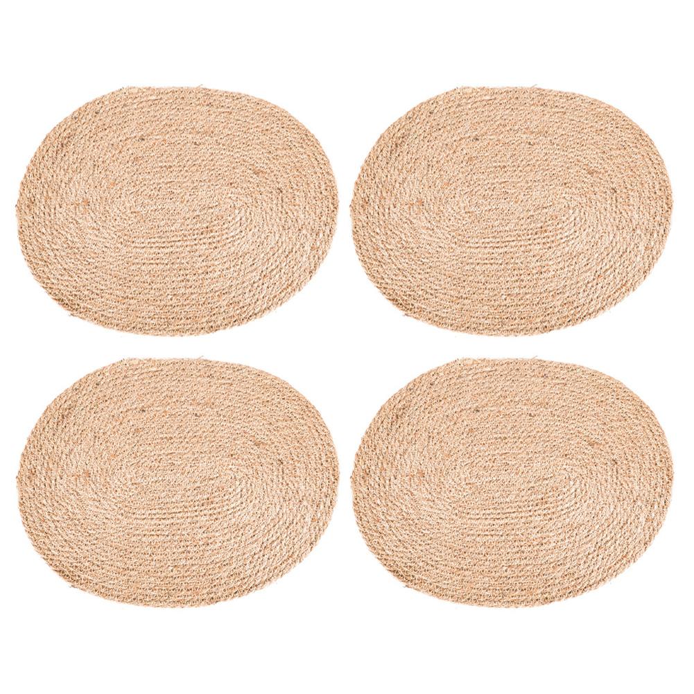 Handwoven oval table mats set of 4 with heatproof coaster grass placemats for kitchen home and party table protection