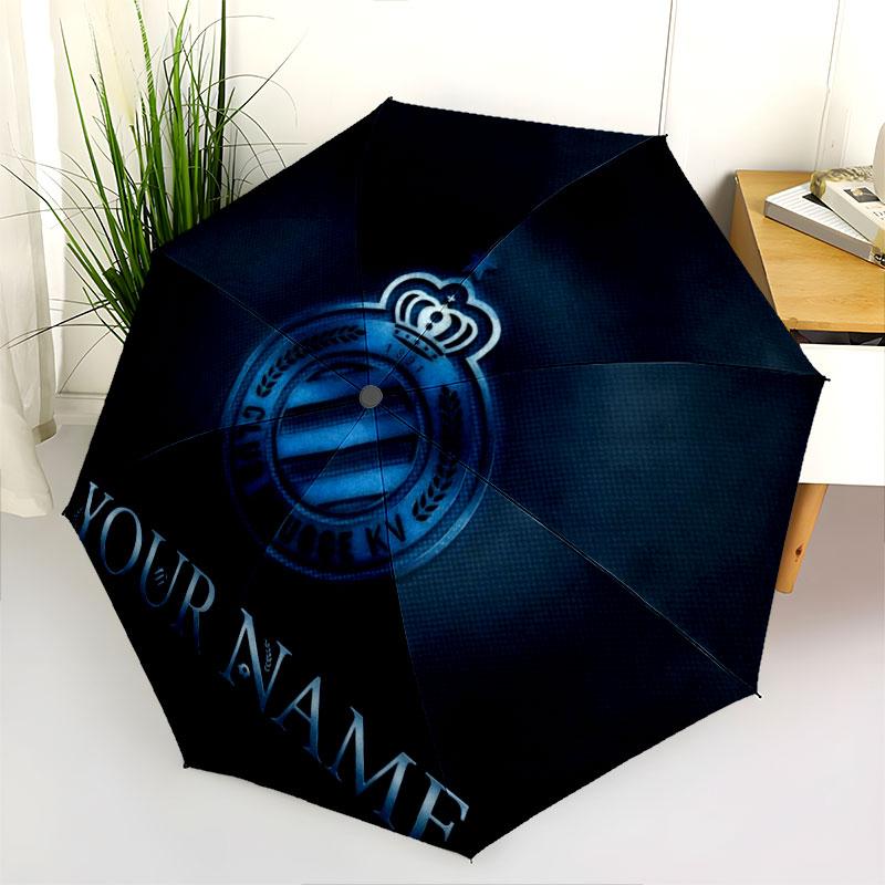 1 PC Automatic Folding Umbrella - Club Brugge KV Custom Name Pattern, Portable & Foldable Design with 8 Ribs, Christmas Birthday Gifts