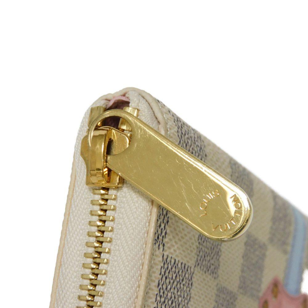 Used 12564 Portefeiulle Clemence N60109 7940 LV logo trompe l'oeil Damier As summer trunk Rose Ballerine Ladies from