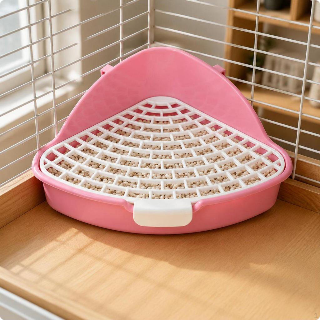Triangle Small Pet Waste Tray SpillResistant Raised Side Litter Pan Thickened Corner Bunny