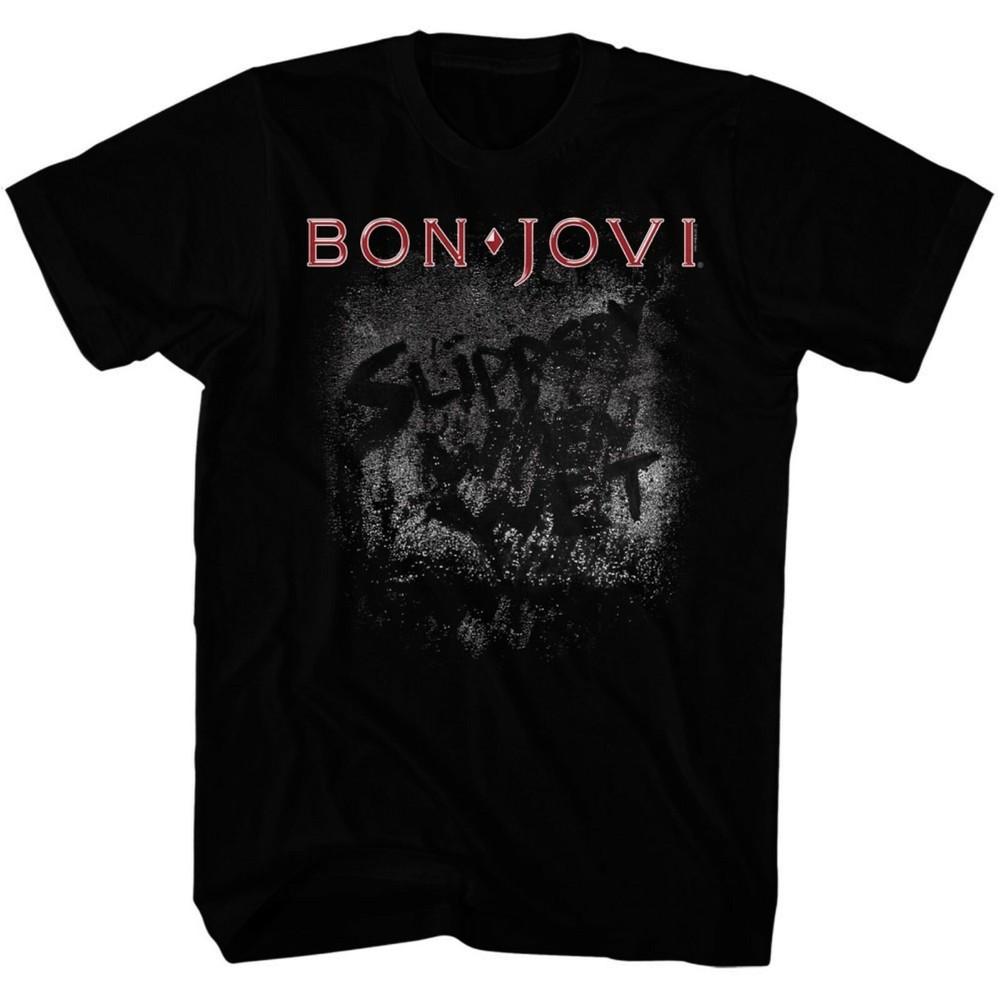 BON JOVI cd cvr Slippery When Wet Album MORE SLIPPERY Official SHIRT XXL 2X new Unisex T-Shirt XXL