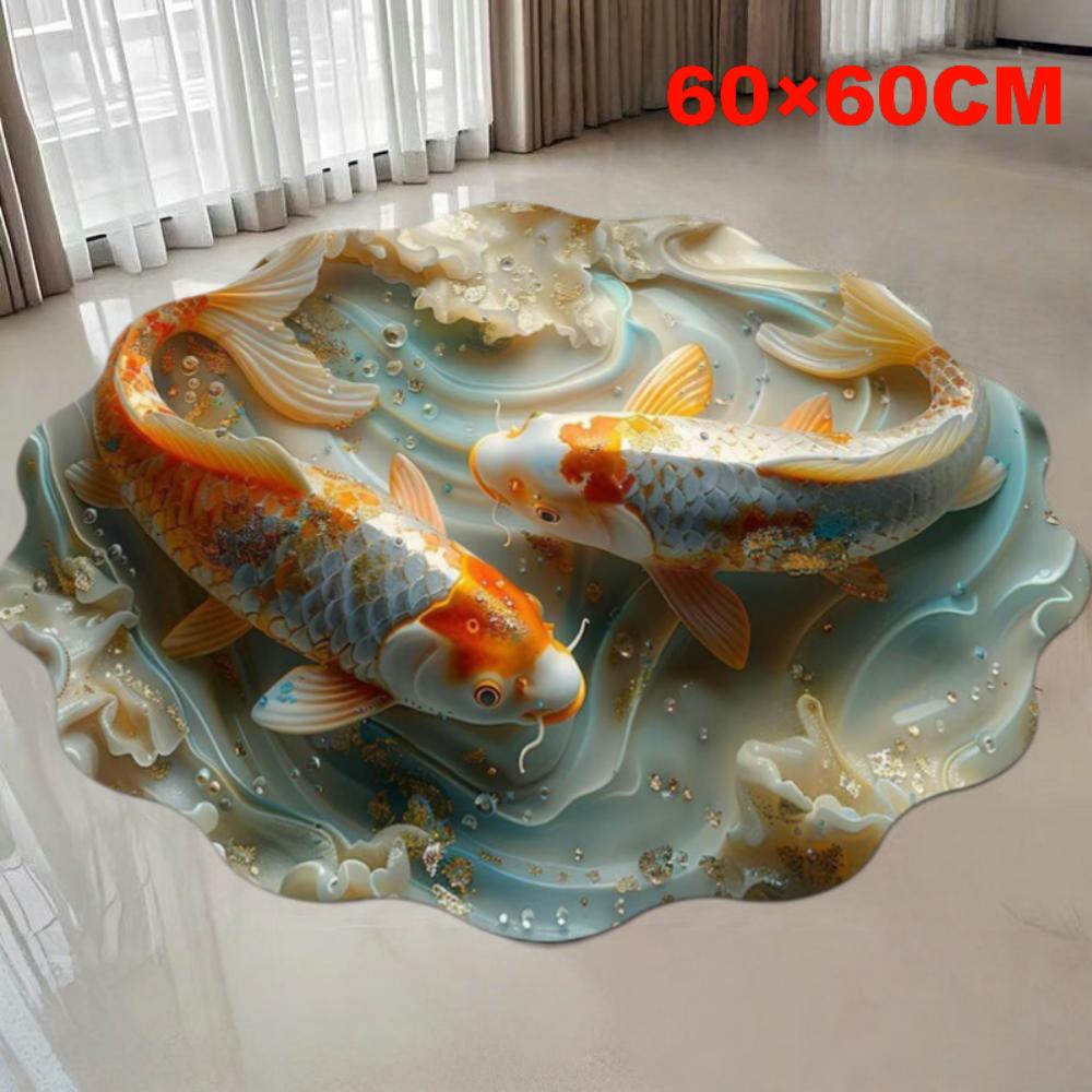 Nordic Abstract Koi Carpet Chinese-style Non-slip Floral Floor Mat Water-absorbing Abrasion-resistant Bathroom Door Rug