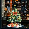 Reusable Window Film Christmas Tree Static Sticker, Waterproof PVC Decal, Watercolor Clings Snowflake Glass for Holiday Home Decor Creative