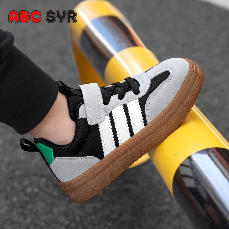 

Новые осенние 2025 года туфли для моральной подготовки мальчиков с нескользящей кожаной поверхностью, универсальные, модные, кампусные, детские, для отдыха, спортивные, кеды 36