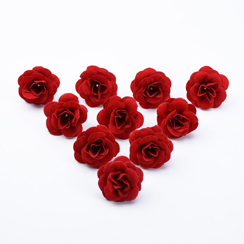 10/20pcs Silk Red Roses Head Decor Home Scrapbook Wedding Bridal Accessories Festival Decoration Diy Gift Box Artificial flowers