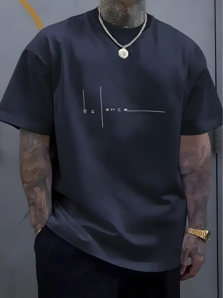 2026 Summer Mens ShortSleeved 100 Cotton Simple Letter Pattern Casual LooseTee Shirt