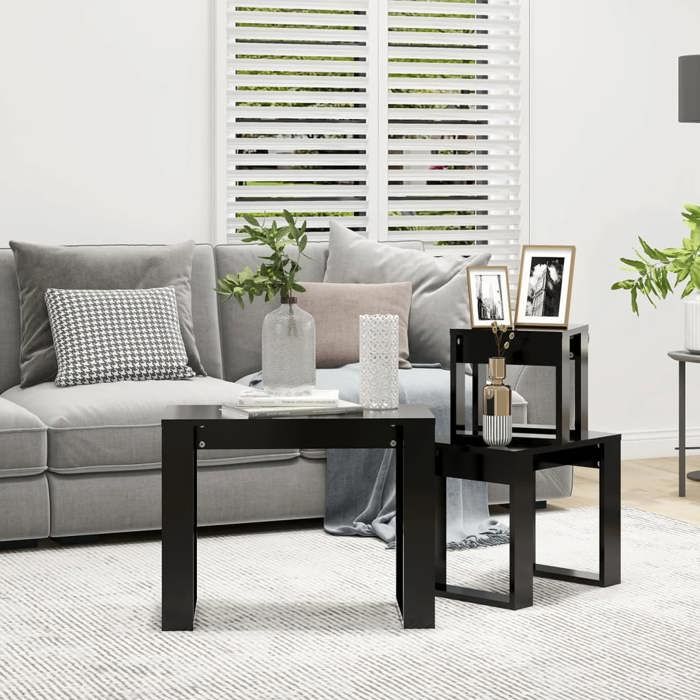 VidaXL Nesting Tables 3 Pcs Black Engineered Wood 808604