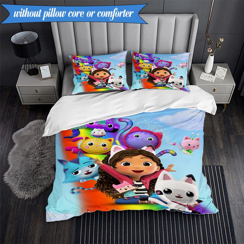 Rainbow Friends Dollhouse 3pcs K-pop Music Group Bedding set,Ideal for Bedroom, Dormitory,Including Duvet Cover And 2pcs Pillowcases,Fan Gifts