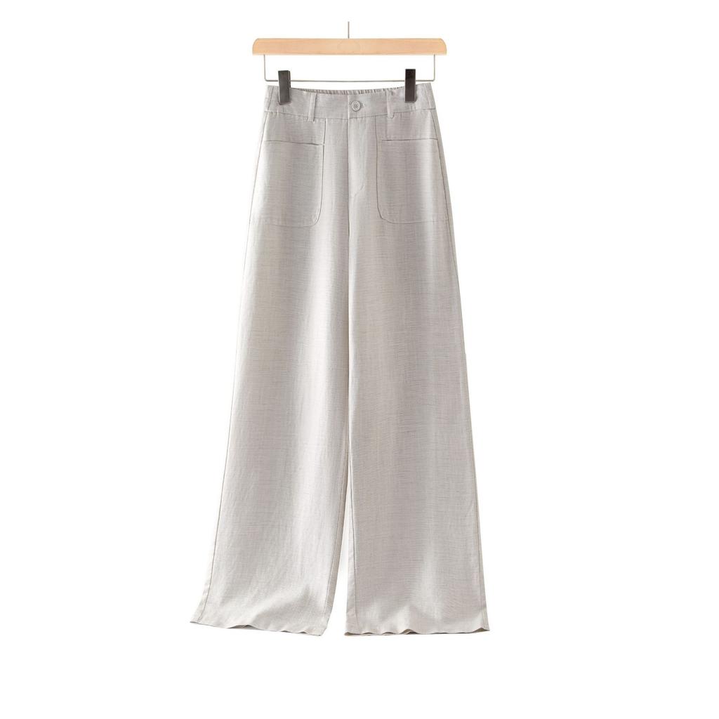Tencel linen wide-leg pants women's 1116 summer new high-waisted and thin drape casual pants skin-friendly and breathable straight-leg pants