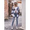Autumn and Winter Hooded Casual Jacket Mid Length Checkered Women's Blouses & Shirts