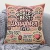 1 Pillowcase, "Best Daughter" Square Printed Polyester Pillow Cover with Zipper Closure, Machine Washable, Suitable for Outdoor Camping and Beach Deco