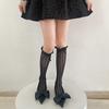 Socks Woman Summer Hollow Lace Bowknot Lolita Solid Color Socks Middle Tube Thin Casual White Sweet Girls Stockings