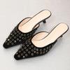 Summer New Rivet Pointed Thick Heel Sandals Women's Versatile Soft Bottom Non-slip Breathable Bag Head