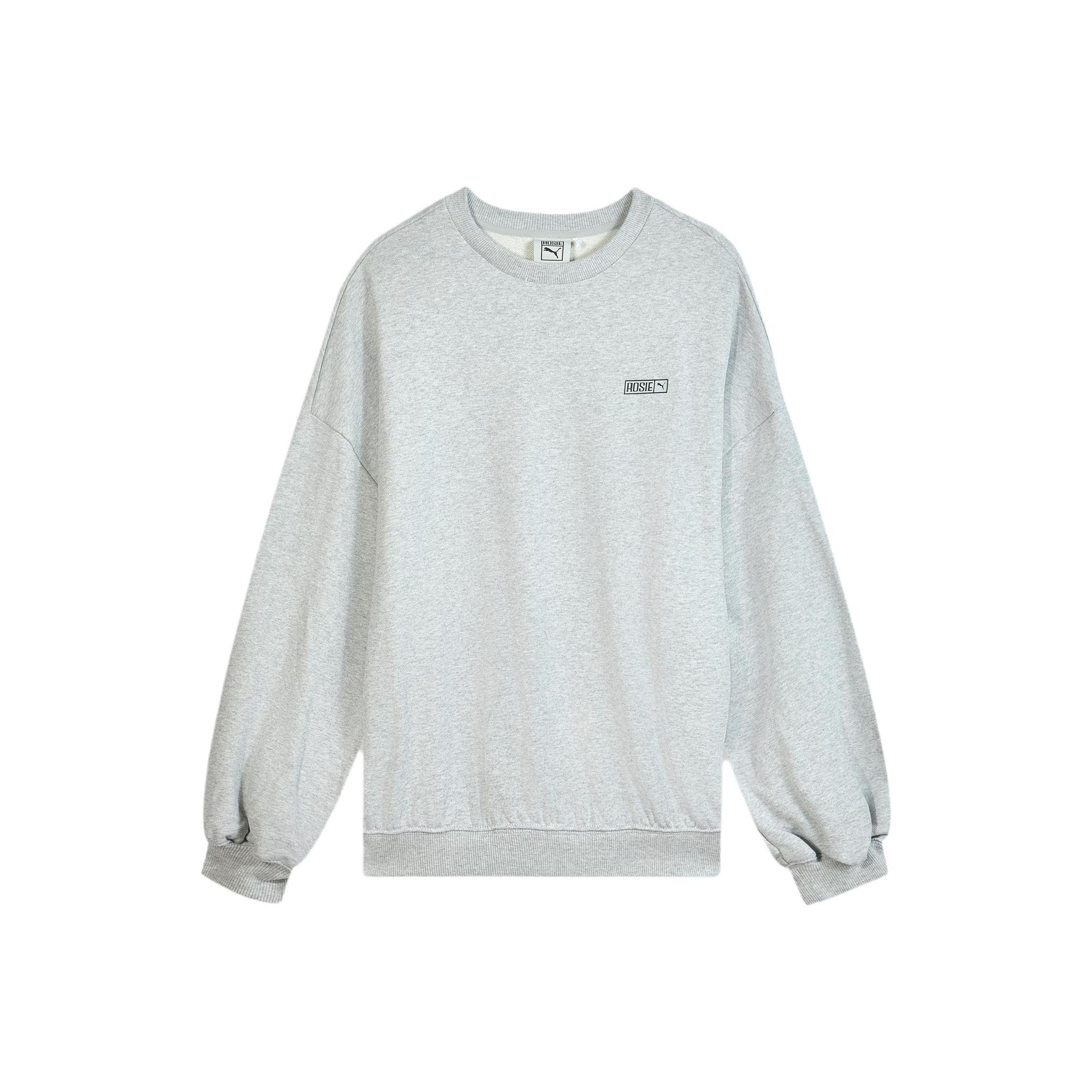 Puma X Rose Повседневный свитшот с круглым вырезом и длинными рукавами с маленьким логотипом Унисекс свитшот Светло-серый 633803_10 M