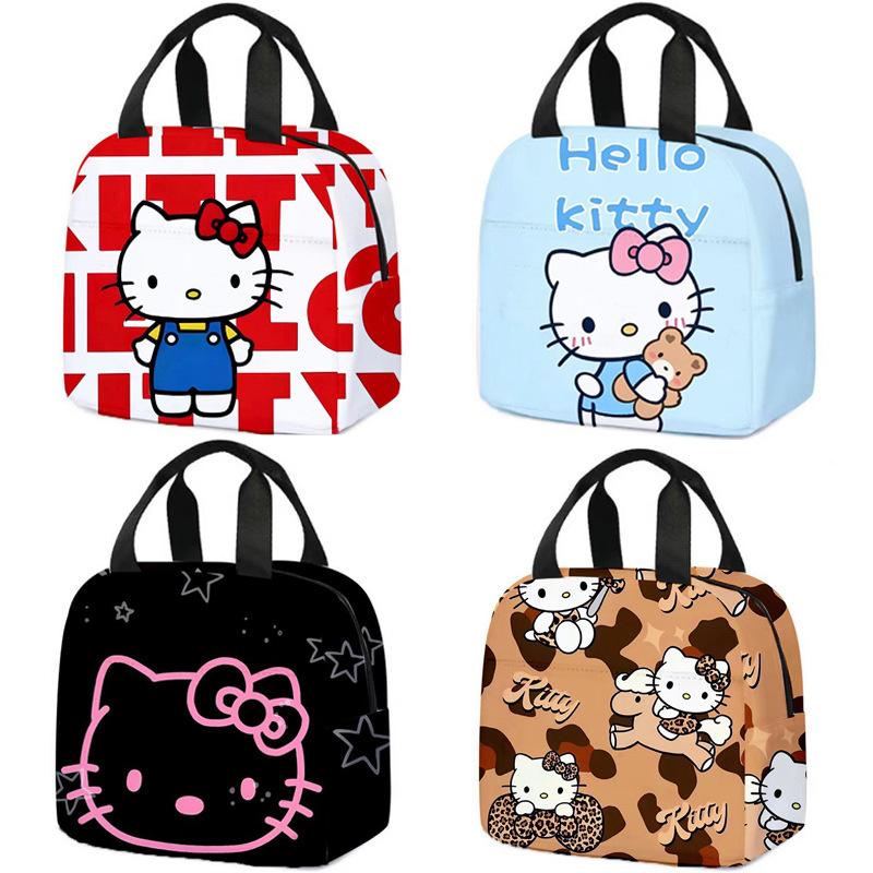 Hellokitty Handheld Meal Bag Cartoon Bento Bag Insulated Lunch Box Bag With Rice Storage Bag Portable