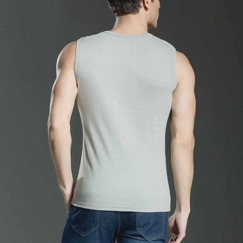Herrenweste aus gekämmter Baumwolle (40 Count): Unterwäsche aus reiner Baumwolle, Sportunterwäsche aus reiner Baumwolle, Tanktop mit weiten Schultern, Basisschicht für Frühling/Sommer.