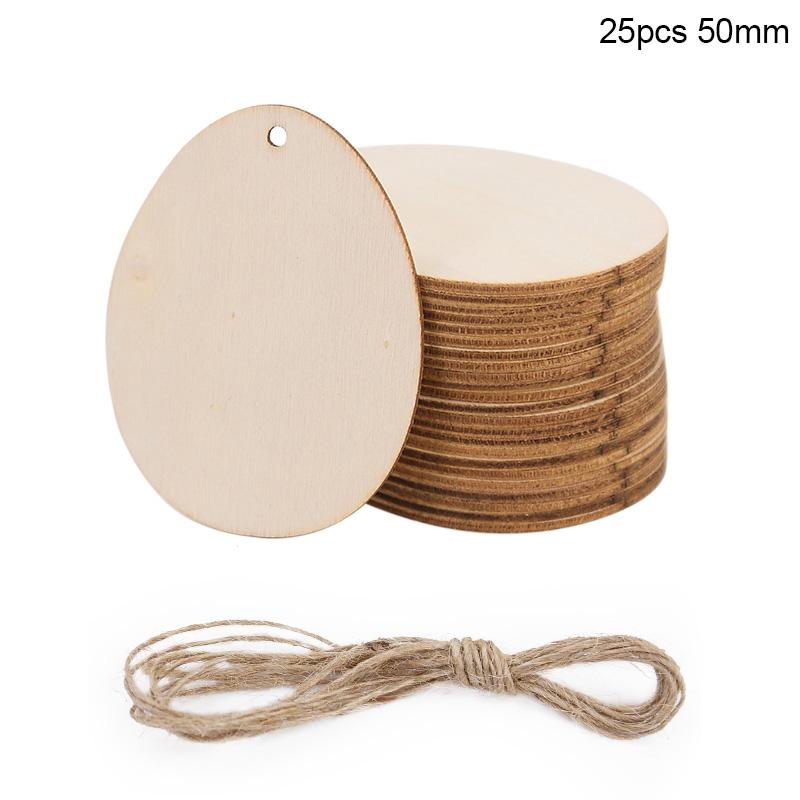 30-80mm Wooden Easter Eggs Kids DIY Painting Crafts Blank Bunny Eggs Wood Chips Happy Easter Party Home Decoration Ornament Gift