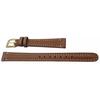 DED9 12mm Women's Smooth Leather Watch Band with Double Stitching, Brown