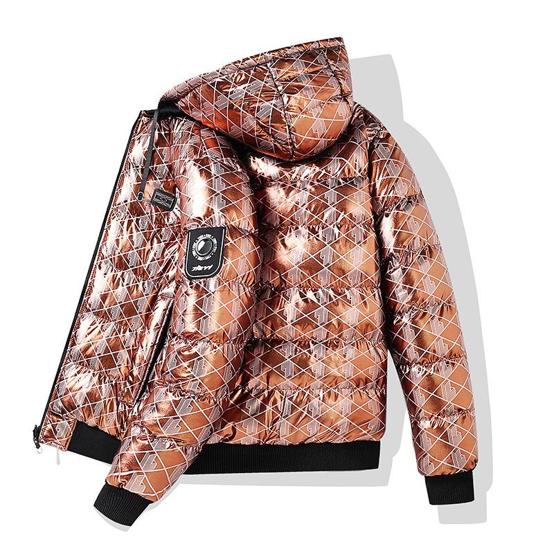 Glossy Cotton Jacket for Men, American Thickened Warm and Loose Versatile Removable Hat, Double-sided Hooded Cotton Jacket