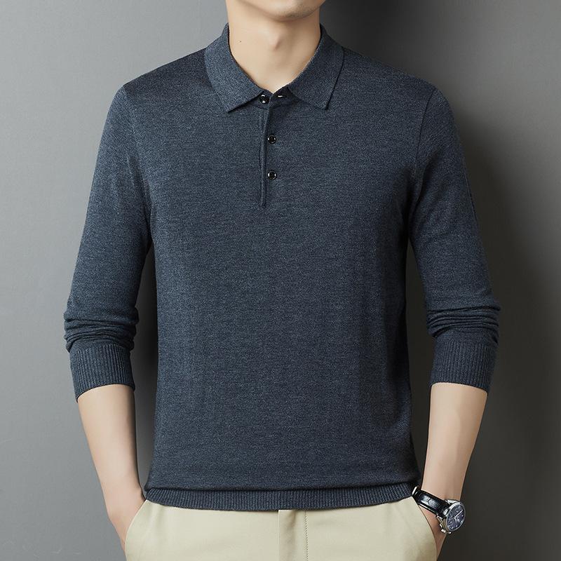 Lapel Collar Men s Loose Fit Long Sleeve Top M