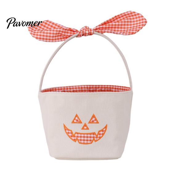 DIY Mal-Korb für Halloween-Party Kürbis-Süßigkeitenkorb, Großer Trick-or-Treat-Eimer mit Schleife Wiederverwendbare Tragetaschen Kinder Griff, Kinder Tragetasche Deko