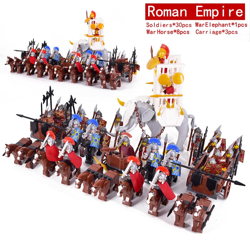Middle Ages Roman Empire Spartan Crusader Mini Medieval Soldier Figures Model Building Blocks Bricks Toys Gift For Children
