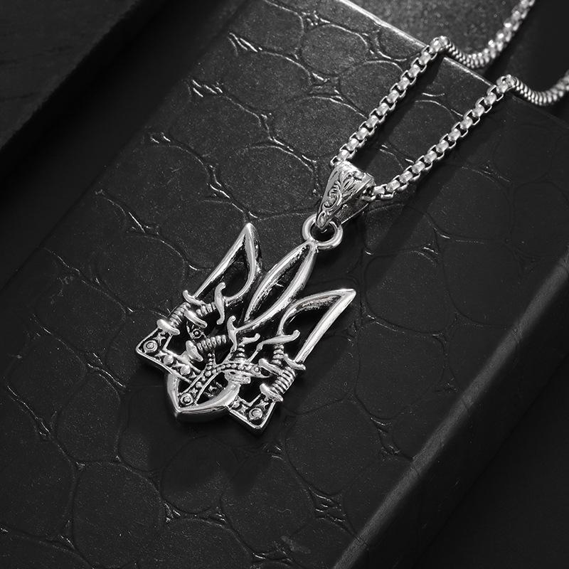 Neptune Trident Hip-hop Fashion Domineering High-end Versatile Jewelry Pendant Necklace