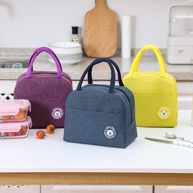 Little Bear Portable Insulated Lunch Bag - Aluminum Foil Bento Handbag for Office Workers