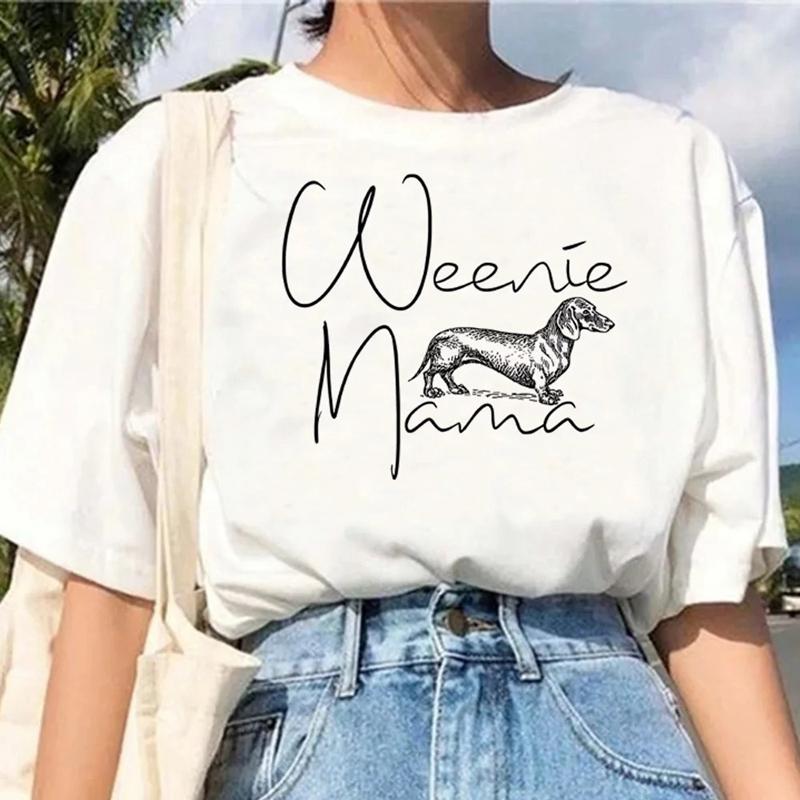 

Женские футболки в стиле стритвир с таксой, одежда каваи Харадзюку, футболки с коротким рукавом для лета, повседневные корейские женские топы с круглым вырезом 4XL