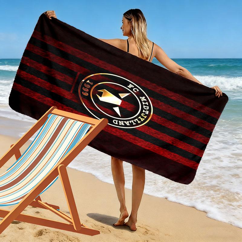 FC Midtjylland Logo Print Beach Towel, Large Soft Quick Dry Towel for Beach Camping Swimming