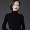 Black women's turtleneck thickened warm new sweater short winter pullover slim fit large size knitted bottoming shirt looks thin