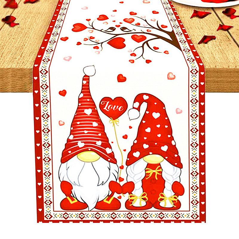Merry Christmas Table Runner Snowman Pattern Table Cloth Reusable Xmas Table Decor