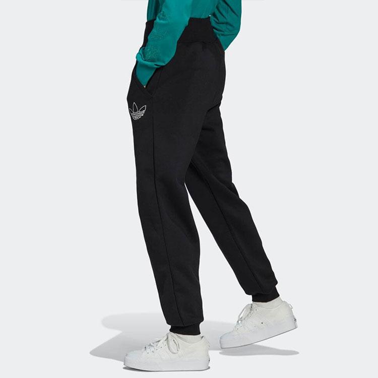Adidas Solid Color Logo Embroidered Joggers Women Bottoms Black HM1552