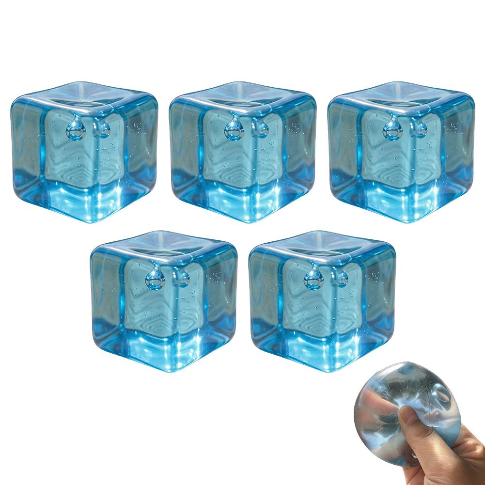 Realistic Clear Blue Ice Cube Stress Relief Toy Squeeze Fidget Toy For Anxiety Soft Sensory Toy For Adults Gift